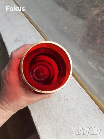 Ваза Бохемия с позлата, снимка 6 - Антикварни и старинни предмети - 53388624