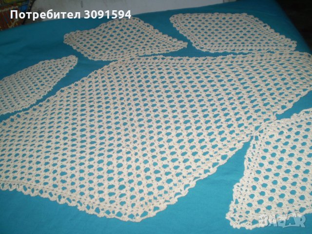 Комплект от пет плетени на една кука тишлайфери, снимка 4 - Покривки за маси - 34730368