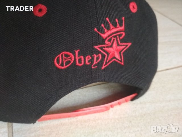 Унисекс бейзболна шапка Snapback с права козирка на OBEY в черно, снимка 6 - Шапки - 33001788