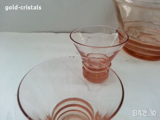 Ретро стъклен сервиз цветно стъкло , снимка 5 - Антикварни и старинни предмети - 33551416