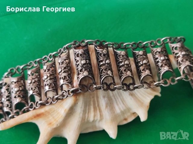 Стара сребърна гривна, снимка 3 - Гривни - 50563210
