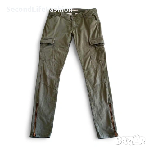 Дамски тесни карго дънки Levis, каки зелени, еластични, с цип до глезена размер M Levi’s