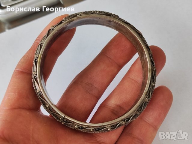 Стара твърда сребърна гривна, снимка 5 - Гривни - 43282012