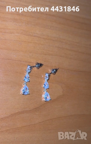 Сребърни обици капчици, снимка 2 - Колиета, медальони, синджири - 53586361