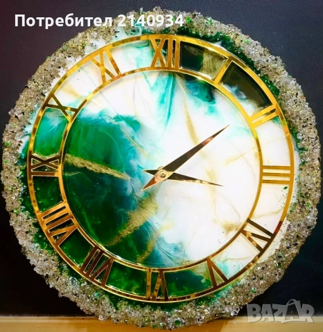 Часовник от епоксидна смола 30 см, снимка 3 - Декорация за дома - 52748963