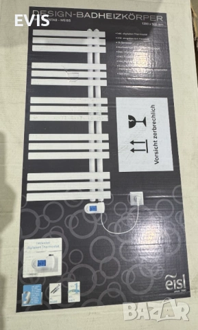Дизайнерска електрически лира за баня с термостат – 500W, Бяла, 1200x500 мм, снимка 5 - Друга електроника - 50252141