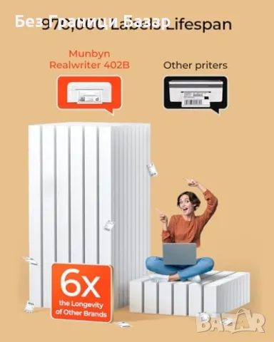 Нов Bluetooth термален принтер за етикети 4x6 за бизнес, печат без мастило, снимка 4 - Принтери, копири, скенери - 48343312