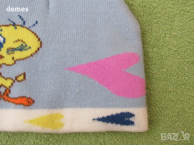 Детска  плетена шапка в млечен син цвят, нова, снимка 3 - Шапки, шалове и ръкавици - 38596005