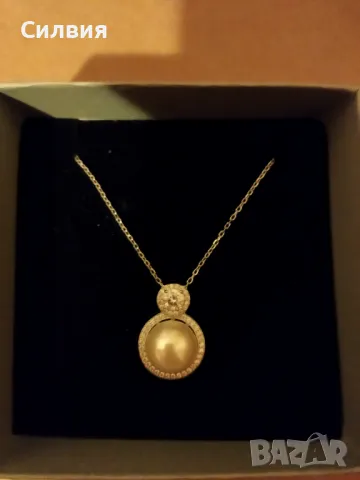 Сребърни колиета с перла и цирконий , снимка 2 - Колиета, медальони, синджири - 49212956