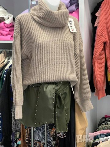 Дамски къс пуловер с яка 5 цвята, снимка 10 - Блузи с дълъг ръкав и пуловери - 43156137