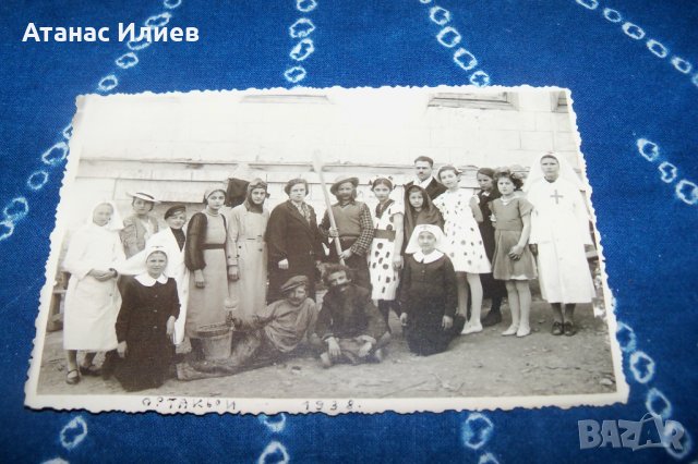 Стара картичка-снимка Ортакьой 1938г. детска театрална група