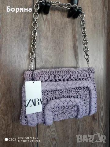ZARA нова с етикет лилава чанта рафия, снимка 2 - Чанти - 50022932