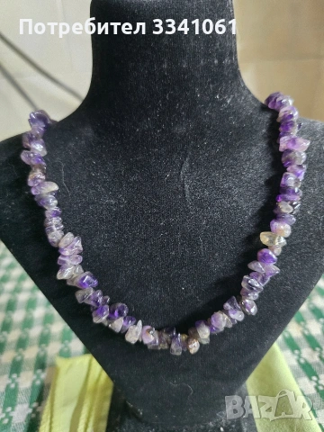 Старо колие от естествен камък Аметист, снимка 3 - Колекции - 53389036