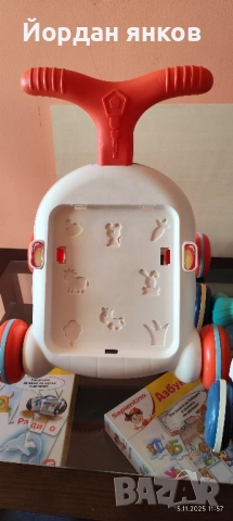 Активна проходилка 4-в-1 (Червена) – с баскетболен кош и забавни животни!, снимка 2 - Детски велосипеди, триколки и коли - 52428395