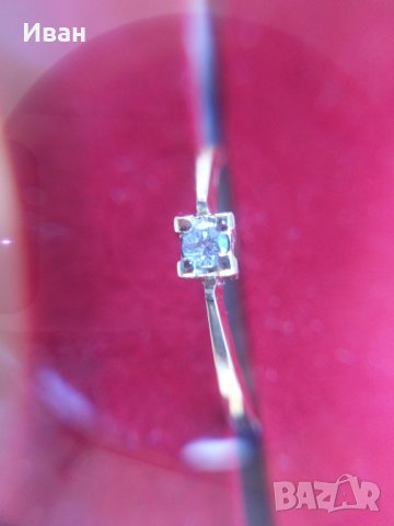 Златен пръстен с диамант, снимка 1 - Пръстени - 26827647