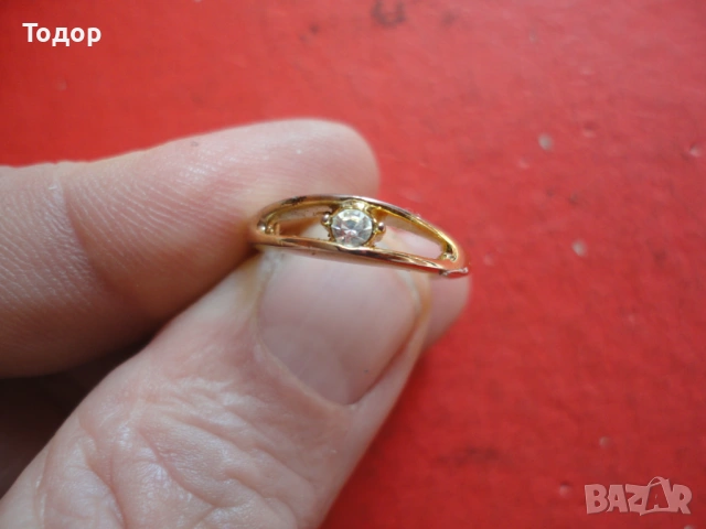 Позлатен пръстен с камък 1, снимка 5 - Пръстени - 53052476