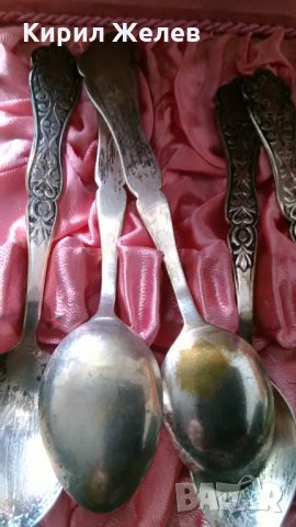 СТАРИННИ ПОСРЕБРЕНИ БРОНЗОВИ ОРНАМЕНТИРАНИ Лъжици комплект 12 бр в ЛУКСОЗНА КУТИЯ Лъжички А1050, снимка 6 - Прибори за хранене, готвене и сервиране - 32601146