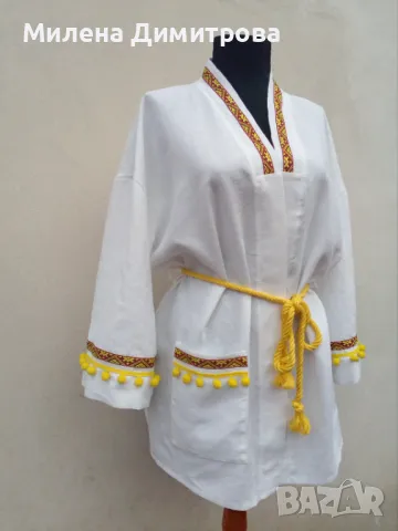 Лятно кимоно с помпон ръчна изработка , снимка 13 - Сака - 48851016