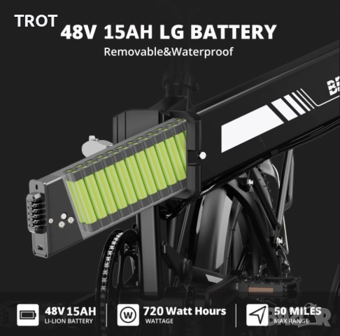 E20 Електрически Велосипед - 48V 15Ah с 250W Безчетков мотор, развиващ до 50 км/ч и до 150 кг, снимка 8 - Велосипеди - 52328636