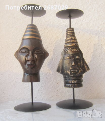 Свещник с глава, свещници, Африка  , снимка 1 - Статуетки - 32348606
