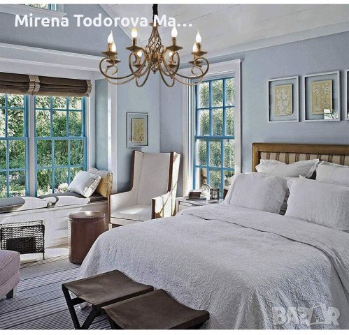 Ретро полилей Античен бронзов полилей Американски провинциален полилей, снимка 7 - Лампи за таван - 38383562