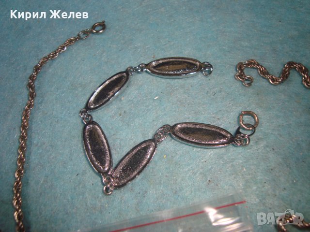 ПОСРЕБРЕН ЛАНЕЗ ВЕРИЖКАРЕТРО ЗДРАВА ПЛЕТКА и СРЕБРИСТА ГРИВНИЧКА със СЕДЕФЕН ЕФЕКТ 27406, снимка 4 - Бижутерийни комплекти - 35100959