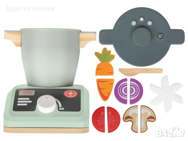 Дървен кухненски робот с аксесоари за дървена кухня или магазин, снимка 5 - Образователни игри - 48847218