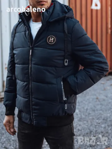 Мъжко зимно ватирано яке с качулка, 4цвята , снимка 4 - Якета - 47410775