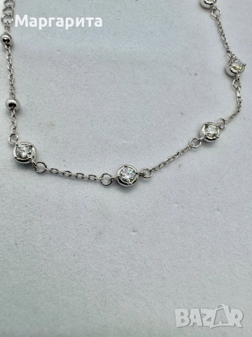 Сребърна гривна с мойсанит (диамант) 0.5 карата, снимка 5 - Гривни - 52059306
