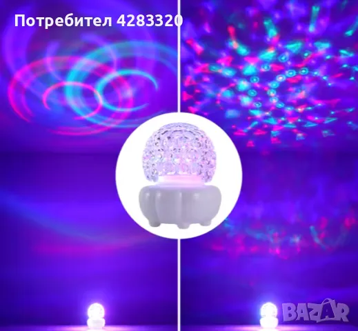 Коледна кристална въртяща се топка LED светлина, снимка 3 - Лед осветление - 47804210