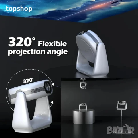 Нов, пълен комплект с мека чанта 4K проектор НА БЪЛГАРСКИ с батерия и Андроид EUARY. Авто фокус..., снимка 7 - Плейъри, домашно кино, прожектори - 50525750