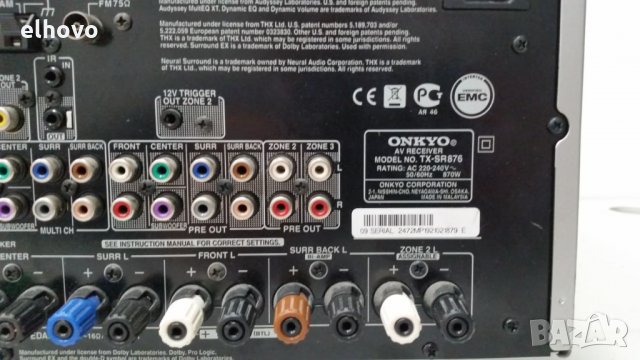 Ресивър Onkyo TX-SR 876, снимка 5 - Ресийвъри, усилватели, смесителни пултове - 28062433