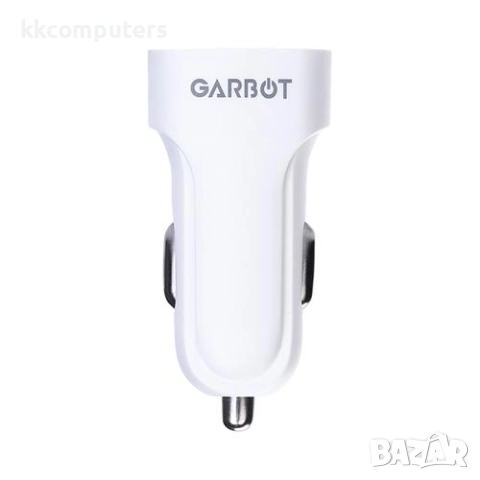 12V Зарядно за автомобил GARBOT / 2.1A-10W /2USB /Бял/ Баркод : 456132