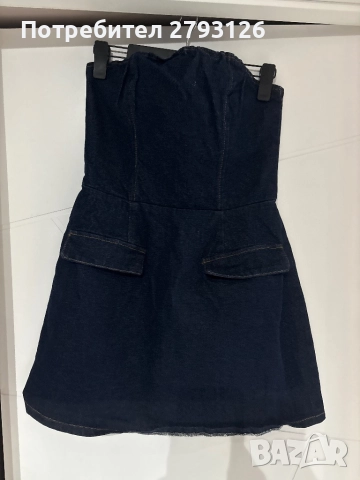 Дънкова рокля без презрамки , снимка 2 - Рокли - 52669674