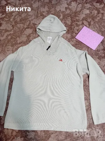 Адидас-плетена блуза с качулка-L/XL