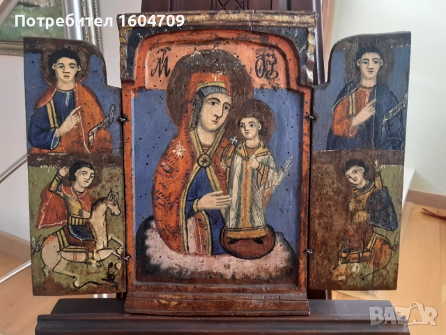 Стара Българска  Домашна Икона Триптих, снимка 11 - Икони - 35681319