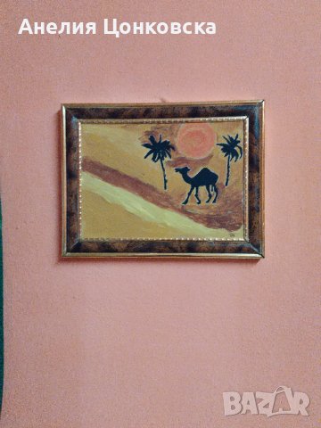  "Пустинен пейзаж" акрил върху дърво, снимка 5 - Картини - 37118457