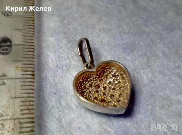 СТАР ФИН СРЕБЪРЕН ПЕНДАНТ СЪРЧИЦЕ СРЕБРО ВИСОКА ПРОБА ИНКРУСТИРАН с БЛЕСТЯЩИ ЦИРКОНИ 48596, снимка 3 - Колиета, медальони, синджири - 48901710