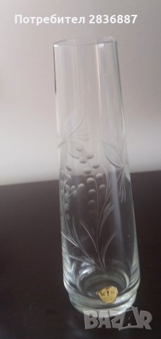 Кристална фасетирана немска вазичка W S Cristal Schlenz, снимка 1 - Вази - 33085232