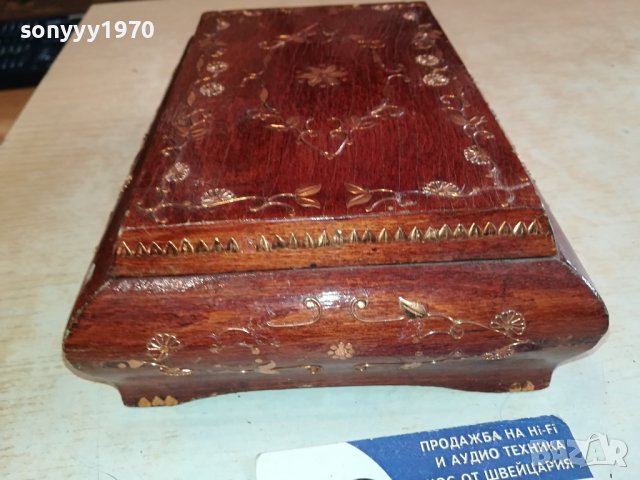 КРАСИВА КУТИЯ ДЪРВО С ИНКРУСТАЦИЯ ЗЛАТО 2612231612, снимка 9 - Антикварни и старинни предмети - 43552644