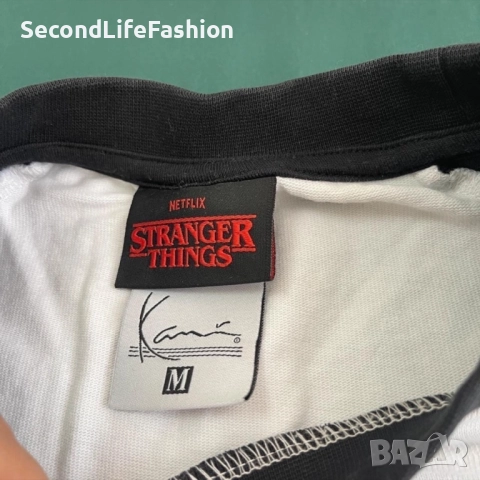 Мъжка тениска Karl Kani x Stranger Things с изображение на демон, памучна, размер M, снимка 2 - Тениски - 52283318