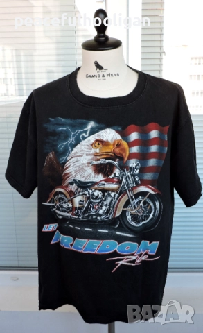 Let The Freedom Ride Mens Vintage American Motorcycle T-Shirt Size 2XL