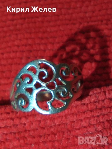 ПРЕКРАСЕН АЖУРЕН СРЕБЪРЕН АРТ НУВО СТИЛ ПРЪСТЕН СРЕБРО 925 АНГЛИЯ МАЙСТОРСКО БИЖУ 40105, снимка 2 - Пръстени - 42763000