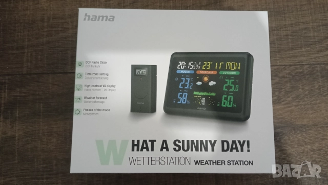 HAMA Електронна метеостанция цветен LED дисплей, снимка 2 - Друга електроника - 52635556
