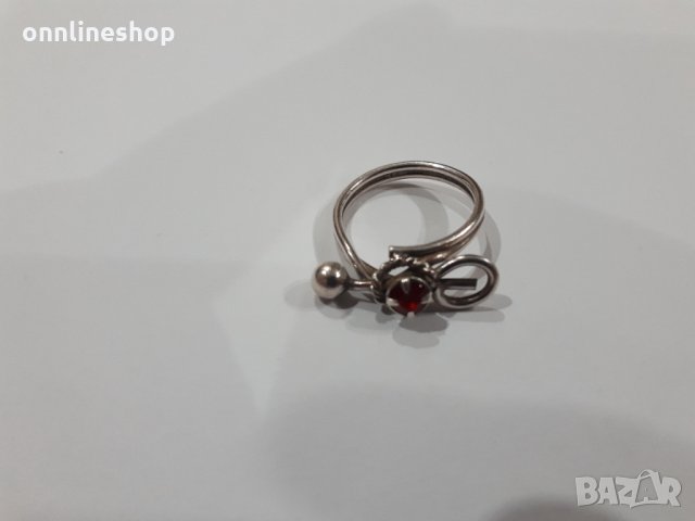 Стар античен сребърен пръстен с червен камък , снимка 4 - Пръстени - 33615014