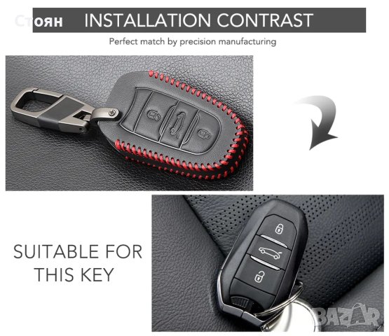 Кожен ключодържател за peugeot citroen, снимка 2 - Аксесоари и консумативи - 40817001