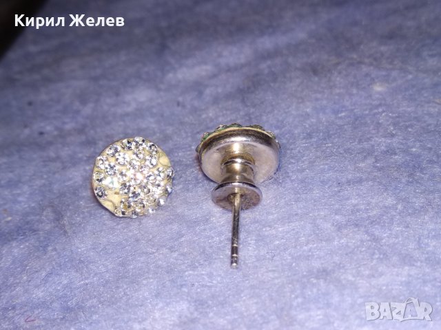 НЕЖНИ СРЕБЪРНИ ВИНТИДЖ АРТ ОБЕЦИ с БЯЛ ЕМАЙЛ и КРИСТАЛИ 30776, снимка 8 - Обеци - 40500276