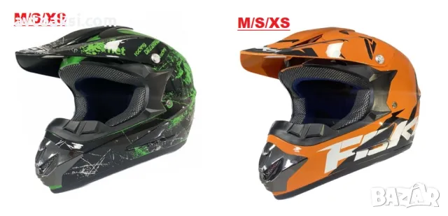Каска мотор крос Детска ORANGE/ GREEN два цвята