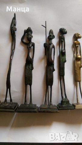 Бронзови Африкански фигури 8 броя, снимка 5 - Статуетки - 26429241