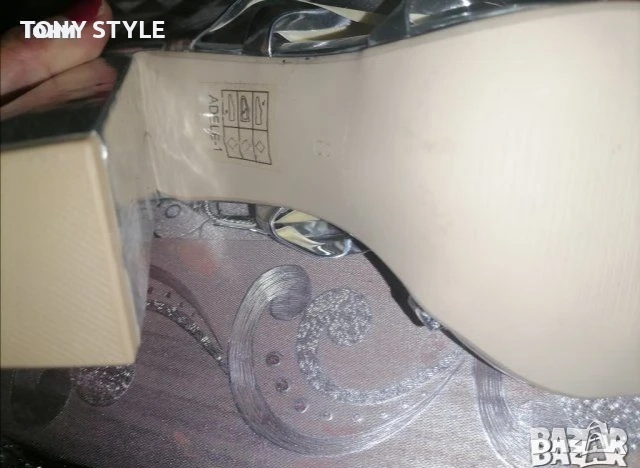 Сребристи Дамски Кожени Нови Сандали 40, снимка 3 - Сандали - 51696615